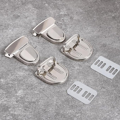 6 PCS Metal Tuck Lock Clasp Catch Thumb Lock Purse Buckle Fasteners Metal Clasp Locks Hardware Clips for DIY Wallet Handbag Leather Craft Making, Silver