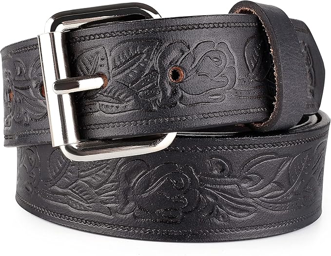 F&L CLASSIC Men's full Grain Vintage Distressed leather Belt,easy to change Roller buckle,1.5" Wide,USA,