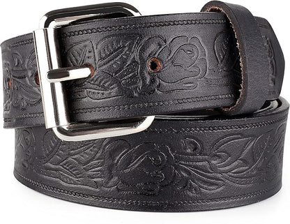 F&L CLASSIC Men's full Grain Vintage Distressed leather Belt,easy to change Roller buckle,1.5" Wide,USA,