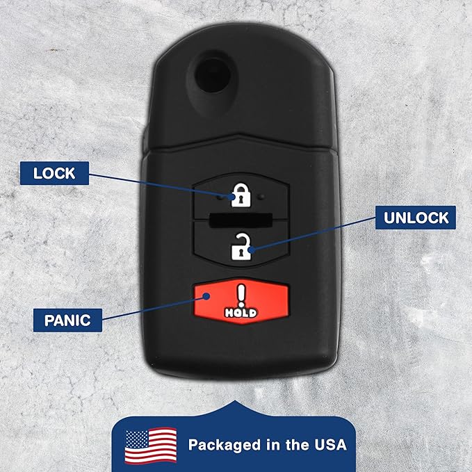 KeyGuardz Keyless Remote Car Flip Key Fob Outer Shell Cover Soft Rubber Case for Mazda CX-5 CX-7 CX-9 MX-5 MPV RX-8
