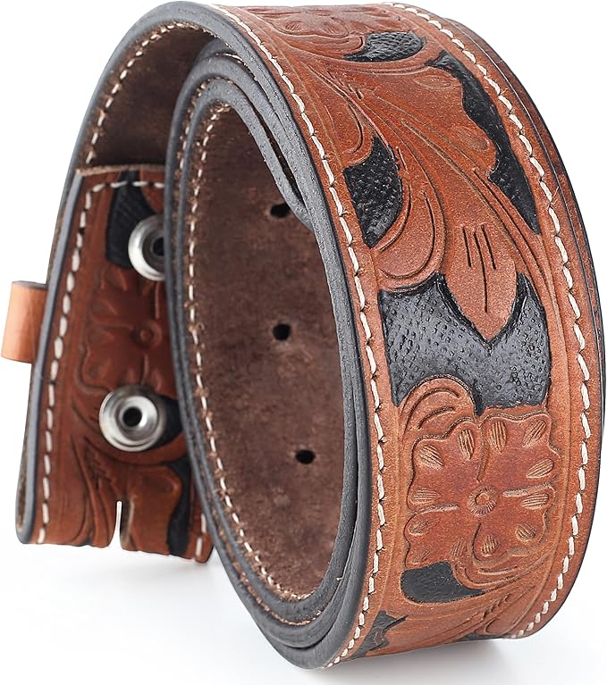 F&L CLASSIC Western Belt without buckle for men – Full Grain Leather Cowboy Belts for jeans - One Piece Leather strap belt