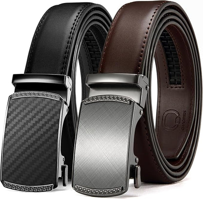 CHAOREN Mens Dress Belt Leather 2 Pack - Mens Ratchet Belt for Dress Shirt and Pants Every Occasion (32mm)