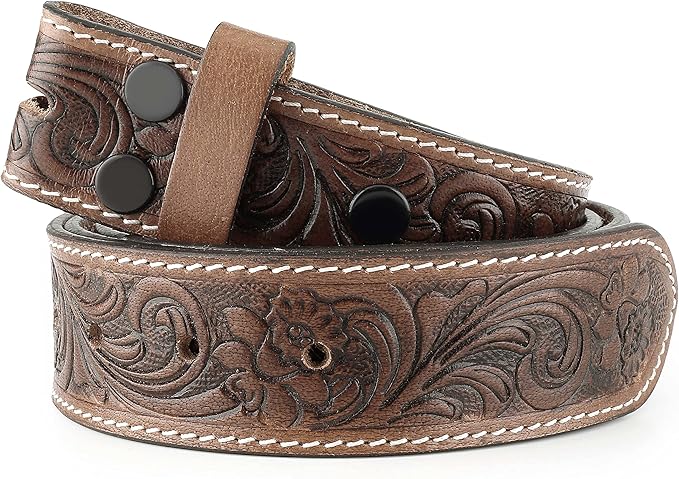 F&L CLASSIC Western Belt without buckle for men – Full Grain Leather Cowboy Belts for jeans - One Piece Leather strap belt