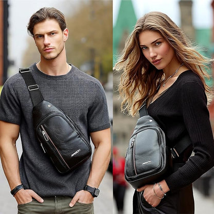Sling Bag Set, PU Leather Sling Bag, Multi-Zipper Design for Travel, Outdoors, Valentine’s Day Gifts