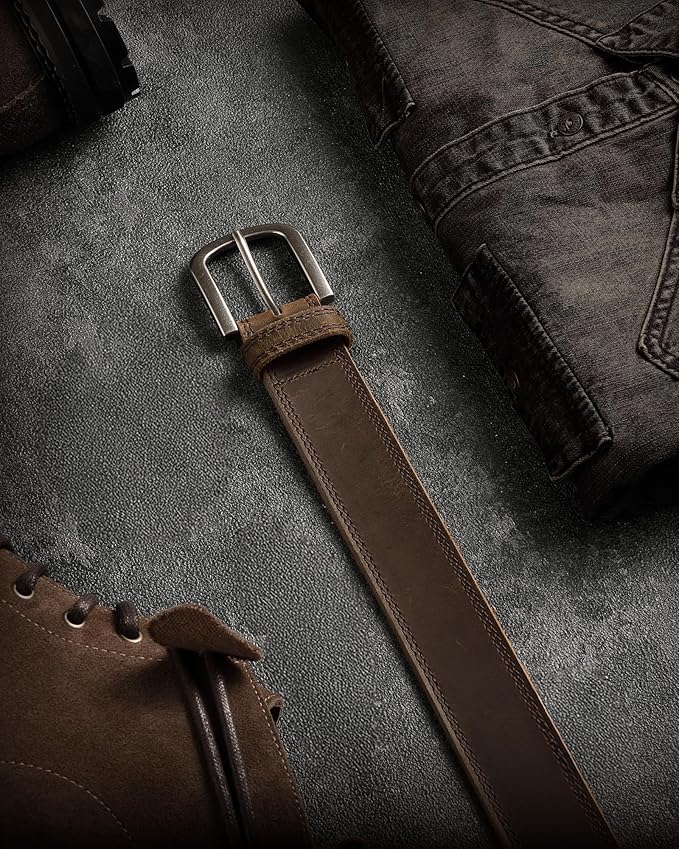 CHAOREN Full Grain Leather Belt for Men, Work Belts for Men Heavy Duty, Daily Wear for Jeans Pants