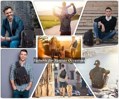 Leaper Retro Crossbody Bag Sling Bag Canvas Messenger Bag for Men Women Shoulder Bag Crossbody Handbags Satchel Travel Bag