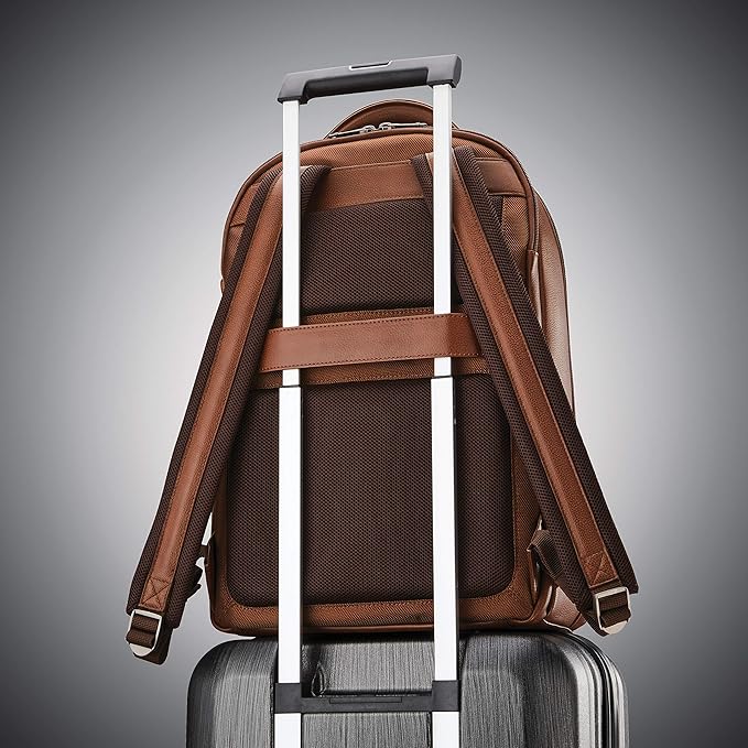 Samsonite Classic Leather Backpack, Cognac , One Size