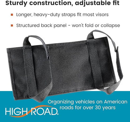 High Road Car Visor Organizer with Secure Zip Pockets, Sunglasses Holder and Clear Registration and Insurance Pocket - Heavy Duty Straps Fit Most Car, SUV and Truck Visors (6)