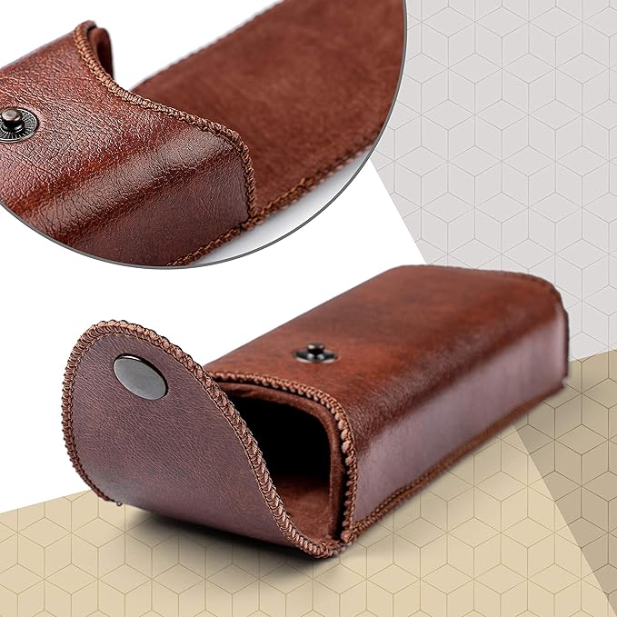 Hard Eyeglass Case With Belt Loop, PU Leather Glasses Case, Eyeglasses Cases, Reading Glass Case, Spectacles Box For Eyeglass, Classic Style Brown Eyeglass Case Small