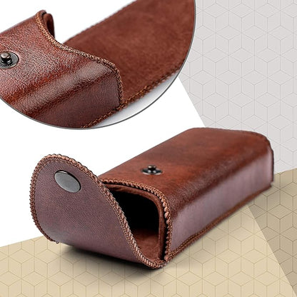 Hard Eyeglass Case With Belt Loop, PU Leather Glasses Case, Eyeglasses Cases, Reading Glass Case, Spectacles Box For Eyeglass, Classic Style Brown Eyeglass Case Small