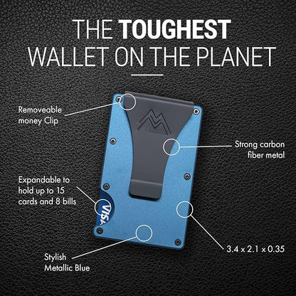 Mountain Voyage Co Minimalist Wallet for Men & Women - Slim RFID Wallet, Scratch Resistant, Credit Card Holder & Money Clip, Easily Removable Money & Cards, (Matte Navy Blue)