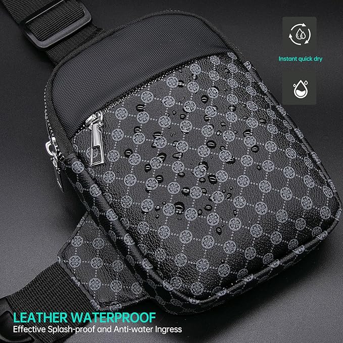 Long Keeper Mini Sling Bag - Women Men Vegan Leather Crossbody Phone Bag Waterproof Travel Running Chest Bag Casual Daypack