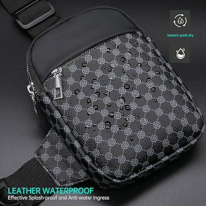 Long Keeper Mini Sling Bag - Women Men Vegan Leather Crossbody Phone Bag Waterproof Travel Running Chest Bag Casual Daypack