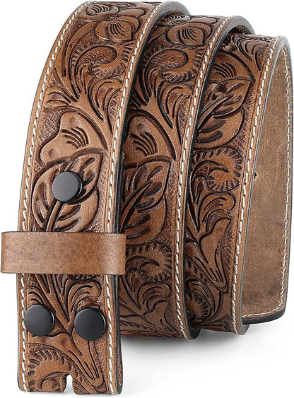 F&L CLASSIC Western Belt without buckle for men – Full Grain Leather Cowboy Belts for jeans - One Piece Leather strap belt