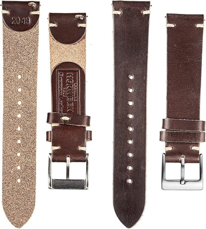 hemsut h Leather Watch Bands for Men, Horween Quick Release Leather Watch Strap Vintage Watch Replacement Wrap of 18mm, 20mm, 22mm