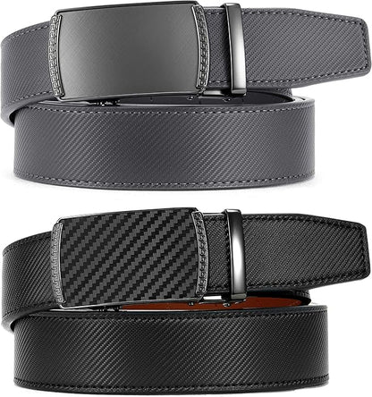 CHAOREN Mens Belt Leather Ratchet Belt 2 Pack - Customizable Fit, Effortless Style (35mm)