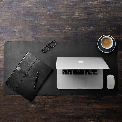 Gallaway Leather Desk Mat, Office Writing Desk Pad, Large 36" x 17" Black, for Top of Desks, Gift Ready Elegant Computer Desk Cover Protector PU Leather