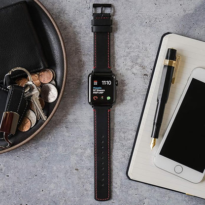 BARTON WATCH BANDS - Top Grain Leather Watch Bands Compatible with Apple Watch Models - 1, 2, 3, 4, 5, 6, 7, 8, 9, 10, SE, Ultra & Ultra 2