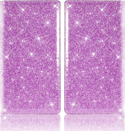 TOURSUIT Car Registration and Insurance Card Holder, Vehicle License Document Glove Box Compartment Organizer, Interior Car Accessories for Women Men Teens (Glitter Purple)