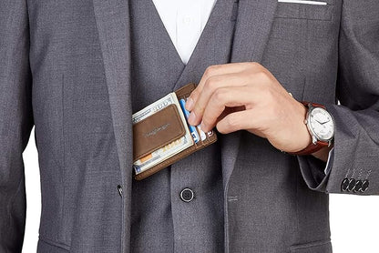 Toughergun Slim Wallet for Men RFID Blocking Money Clip, Minimalist Front Pocket Credit Card Holder, Magnetic Thin Mens Wallets with ID Window