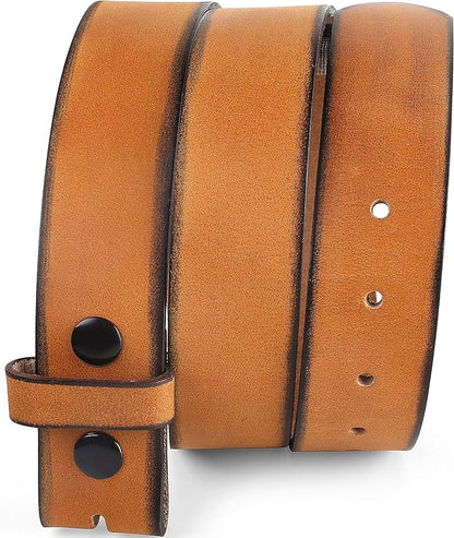 F&L CLASSIC Belt for buckle men Snap on Strap Full Grain One Piece Leather no buckle,1 1/2" Wide, USA