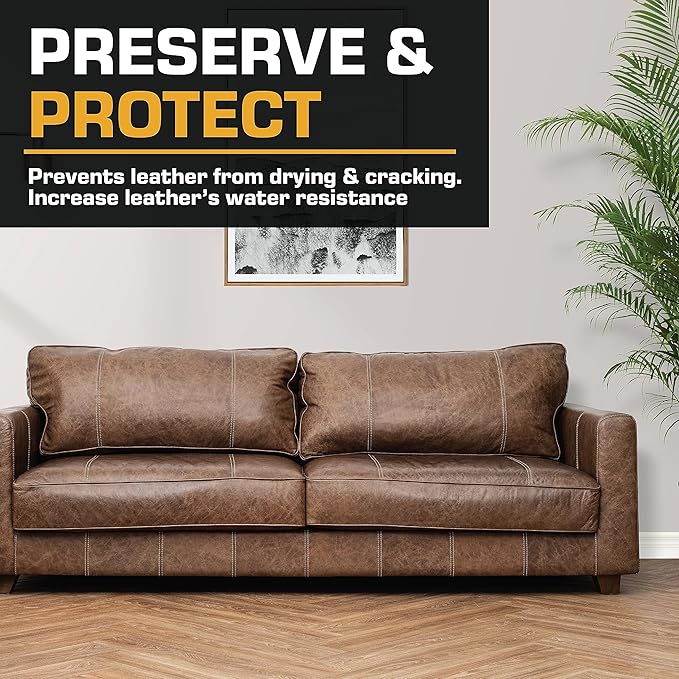 FORTIVO Leather Recoloring Balm with Mink Oil, Couch Repair Kit, Leather Dye and Restorer for Furniture - Black