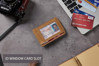 Toughergun Slim Wallet for Men RFID Blocking Money Clip, Minimalist Front Pocket Credit Card Holder, Magnetic Thin Mens Wallets with ID Window