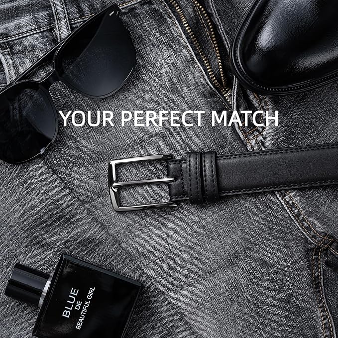Aegero Mens Belt, Leather Dress Jeans Belt, Fashion & Classic Designs Ideal Match for Work Business and Casual