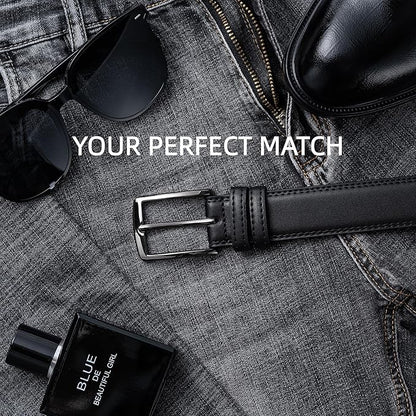 Aegero Mens Belt, Leather Dress Jeans Belt, Fashion & Classic Designs Ideal Match for Work Business and Casual