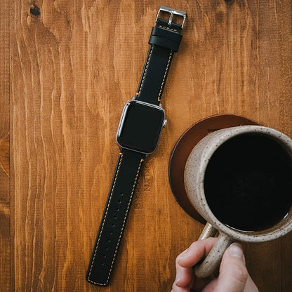 BARTON WATCH BANDS - Top Grain Leather Watch Bands Compatible with Apple Watch Models - 1, 2, 3, 4, 5, 6, 7, 8, 9, 10, SE, Ultra & Ultra 2