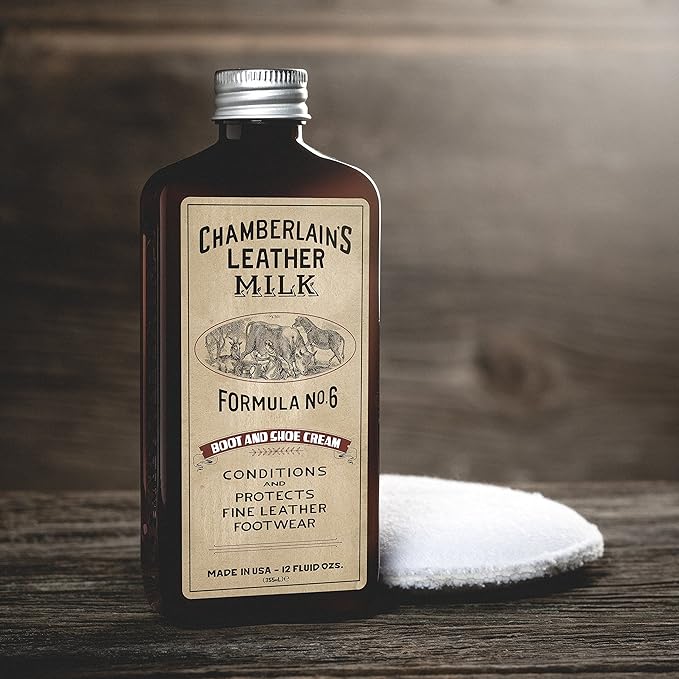 Leather Milk Leather Boot & Shoe Conditioner and Cleaner - No. 6 - All-Natural, Non-Toxic Shoe Care Cream Made in The USA. 2 Sizes. Includes Polishing Applicator Pad!