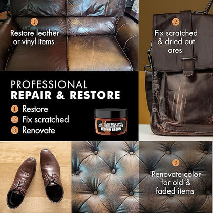 FORTIVO Leather Recoloring Balm, Color Restorer, Scratch Remover, Couch Paint and Repair, Leather Balm for Couches