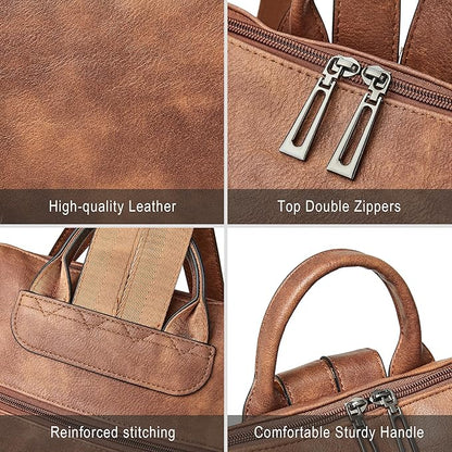 Shrrie Vegan Leather Laptop Backpack for Women 15.6 inch Work Backpack Fashion Travel Backpack Purse for Travel College Work