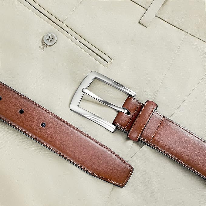 MILORDE Men's Genuine Leather Dress Belt, Handmade, 100% Cow Leather, Fashion & Classic Designs for Work Business and Casual