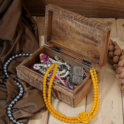 Ajuny Wooden Decorative Jewelry Box with moon and Star Carving Multipurpose Treasure Chest Storage Keepsake Box Necklaces Watch Organizer Boxes Birthday Gifts for Women & Men 8x5 Inch
