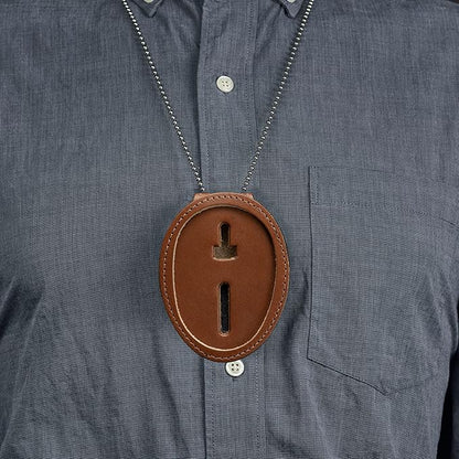 Shield Wallets Austin Texas Police Belt Badge Holder with Neck Chain Tan Leather (Cutout #603)