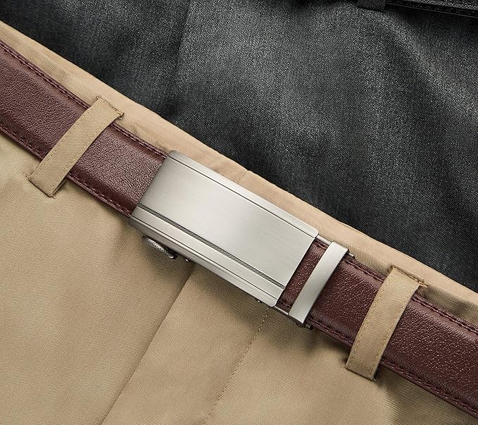 CHAOREN Mens Dress Belt Leather 2 Pack - Mens Ratchet Belt for Dress Shirt and Pants Every Occasion (32mm)