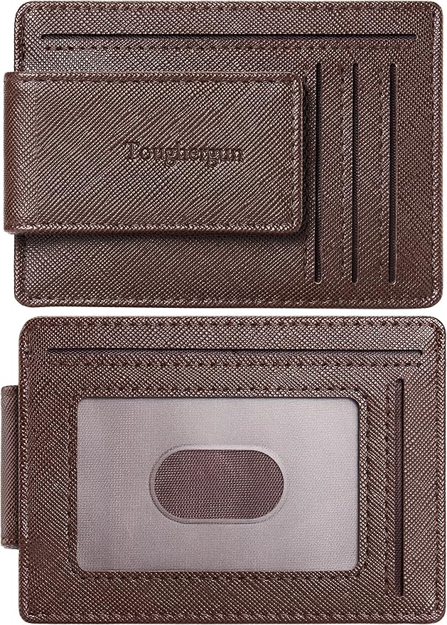 Toughergun Slim Wallet for Men RFID Blocking Money Clip, Minimalist Front Pocket Credit Card Holder, Magnetic Thin Mens Wallets with ID Window