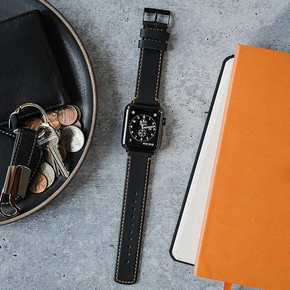 BARTON WATCH BANDS - Top Grain Leather Watch Bands Compatible with Apple Watch Models - 1, 2, 3, 4, 5, 6, 7, 8, 9, 10, SE, Ultra & Ultra 2