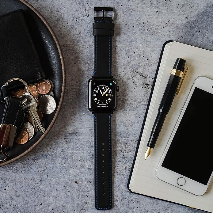 BARTON WATCH BANDS - Top Grain Leather Watch Bands Compatible with Apple Watch Models - 1, 2, 3, 4, 5, 6, 7, 8, 9, 10, SE, Ultra & Ultra 2