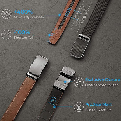 CHAOREN Mens Belt Leather Ratchet Belt - Customizable Fit, Effortless Style (35mm)
