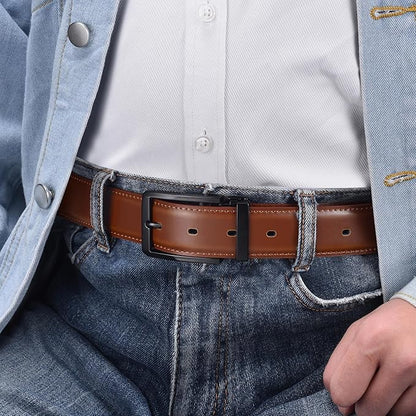 Men's Dress Belt Black Leather Belts for Jeans