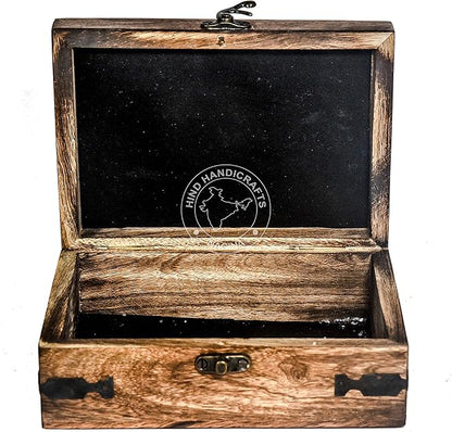 Antique Handmade Wooden Jewelry Box – Tree of Life Engraved Keepsake Storage Organizer – Handcarved Decorative Box for Women & Men – Vintage Home Décor Accent & Gift – 7" x 5.5" x 3.5"