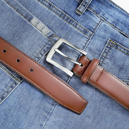 MILORDE Men's Genuine Leather Dress Belt, Handmade, 100% Cow Leather, Fashion & Classic Designs for Work Business and Casual